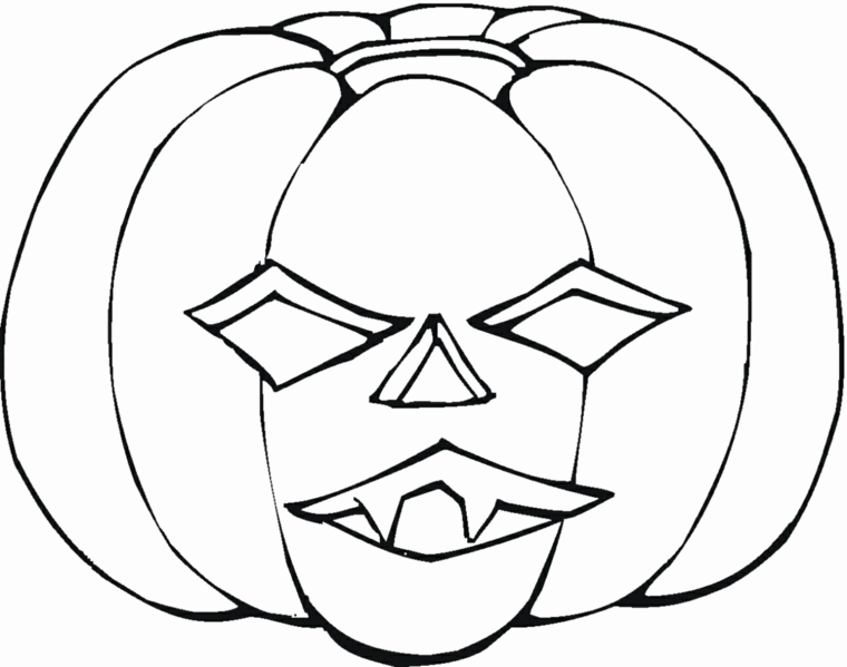 Idea per un disegno da colorare per Halloween con zucca dalla faccia paurosa