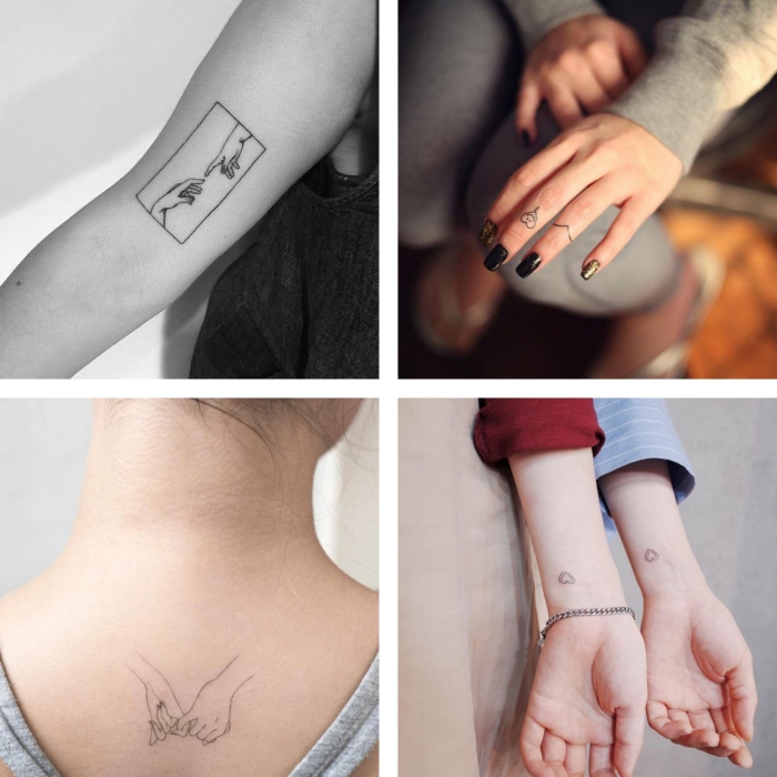 Idee per dei tattoo femminili sulla schiena, avambraccio e le mani con disegni discreti