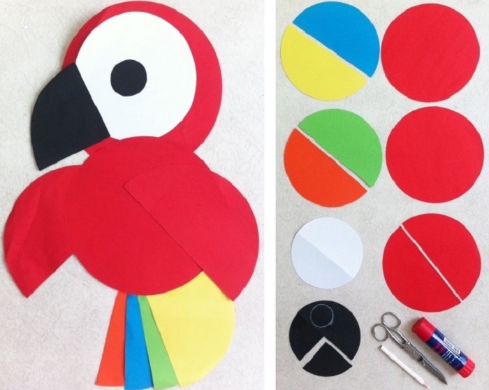 Un pappagallo di cartoncini colorati, tutorial con i materiali necessari 
