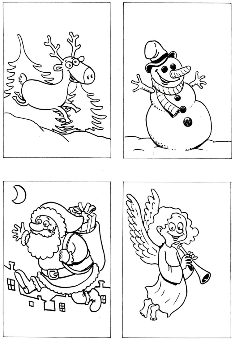 Quattro immagini natalizie da stampare, Babbo Natale con sacco di regali