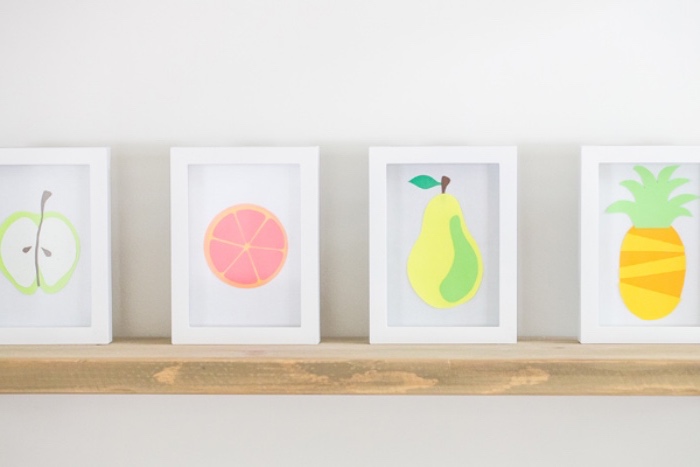 Lavoretti per bambini facili con quadri e disegni di frutta 