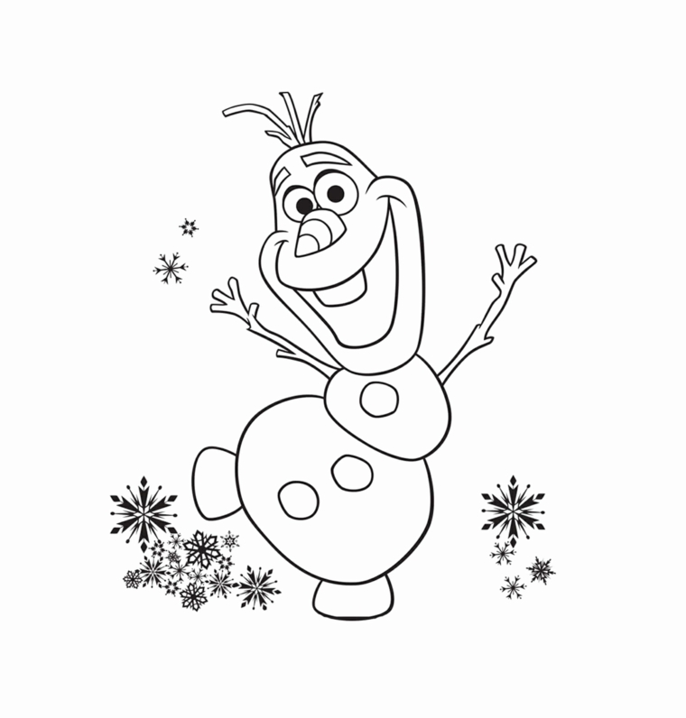 Il pupazzo di neve Olaf, immagini natalizie da stampare, fiocchi di neve