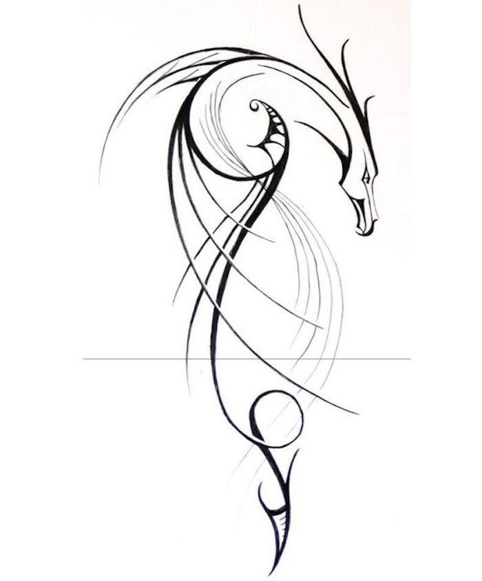 Tatuaggi piccoli particolari femminili, disegno di un drago