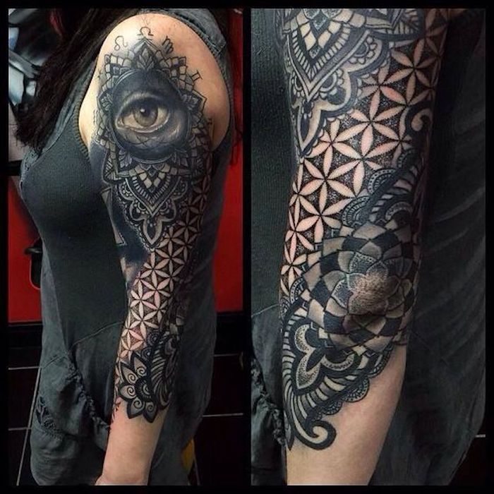 Tattoo avambraccio, tatuaggio con motivi floreali, braccio donna tatuato