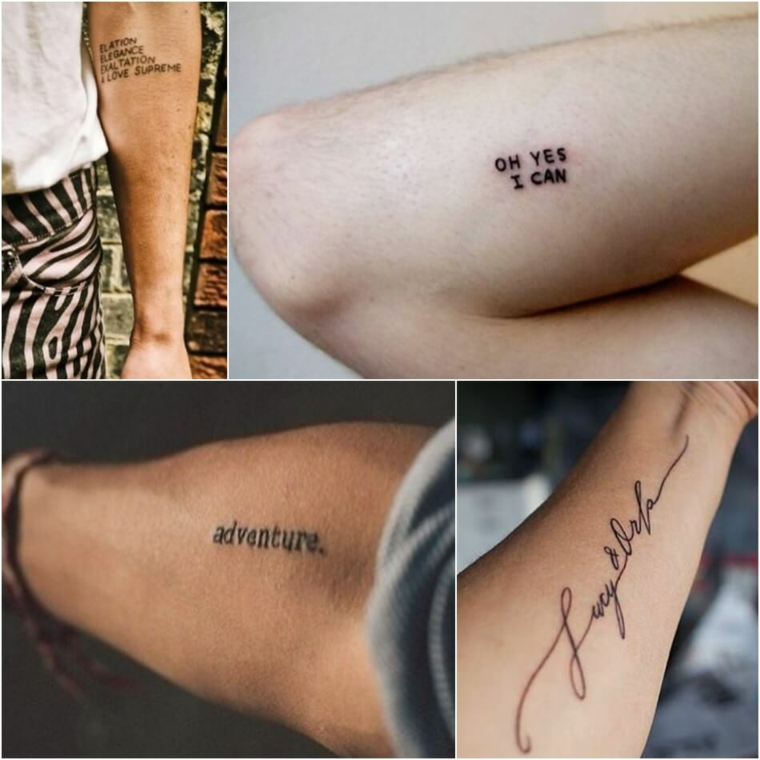 Scritte tattoo, idee per tatuaggio con scritte, uomo tatuato con frasi