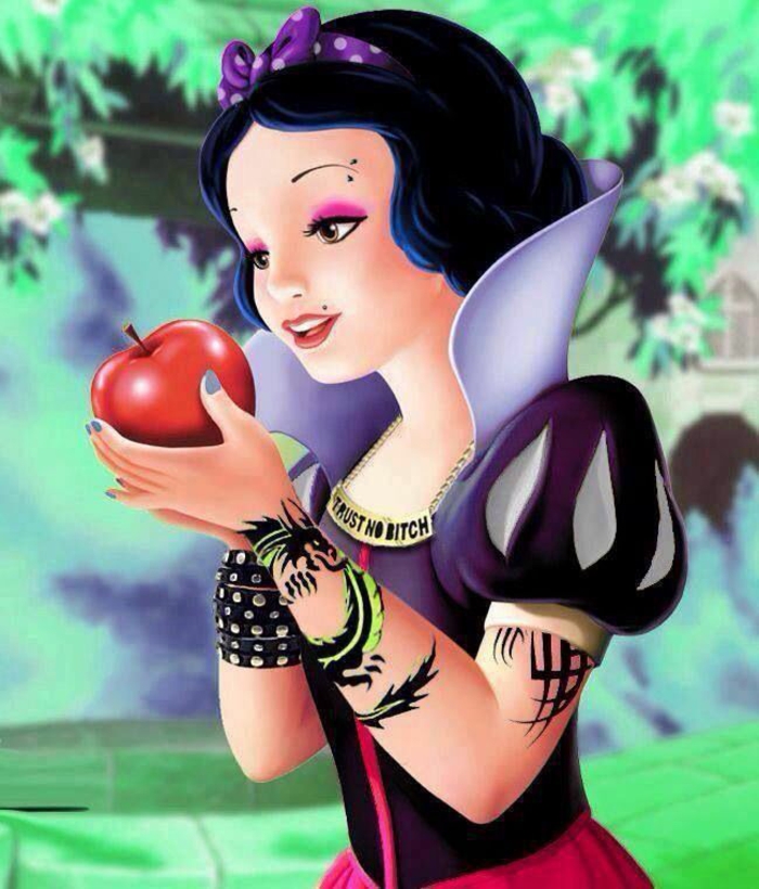 Biancaneve con tatuaggi, immagini da mettere come sfondo, Biancaneve con la mela velenosa