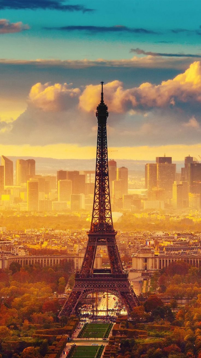 Foto della Torre Eiffel di Parigi, Parigi dall'alto, foto per sfondo del cellulare