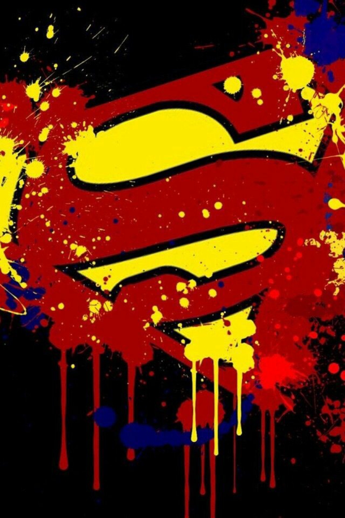 Immagini per sfondo telefono, il simbolo di Superman, vernice gialla e rossa