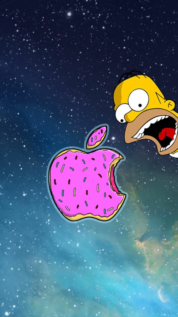 Biscotto a forma di logo Apple, Homer Simpson con bocca aperta, sfondi telefono belli