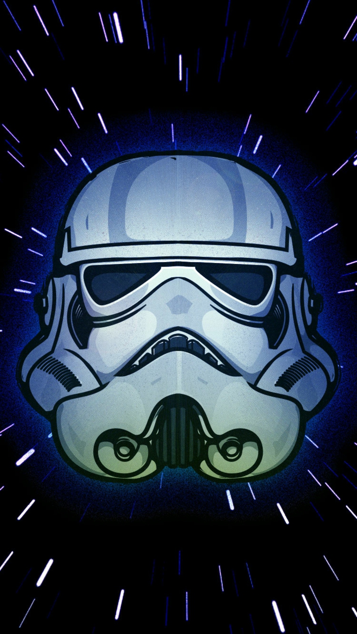 Disegno colorato di Stars Wars, la maschera di Stormtrooper, disegno per iphone