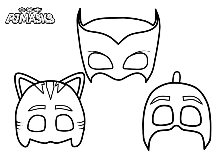 Maschere di PJ Mask, maschere di carnevale da colorare