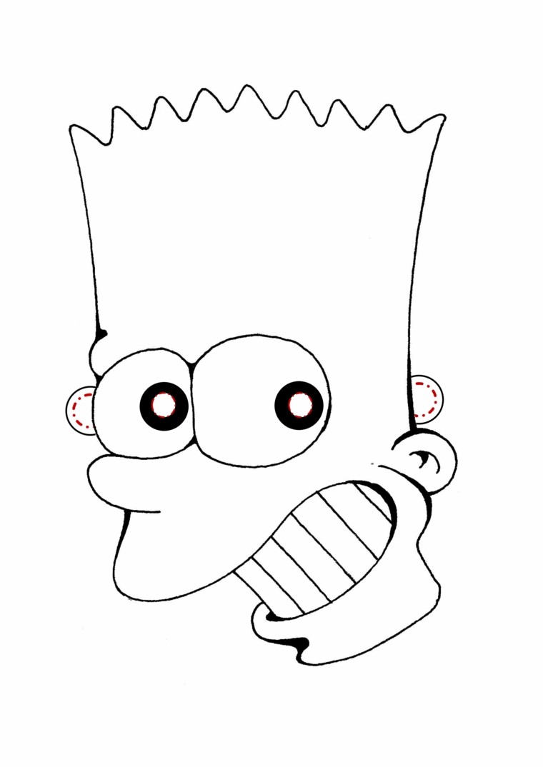 Disegni carnevale da colorare, maschera di Bart Simpson