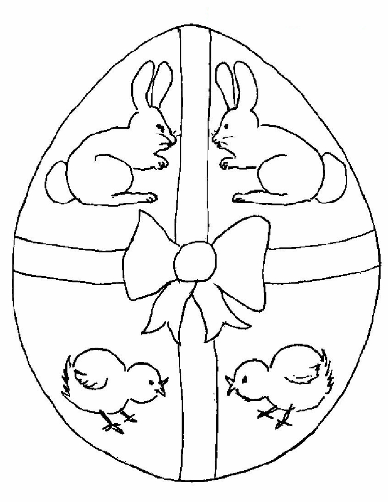 Disegno uovo con coniglio, come colorare le uova di pasqua