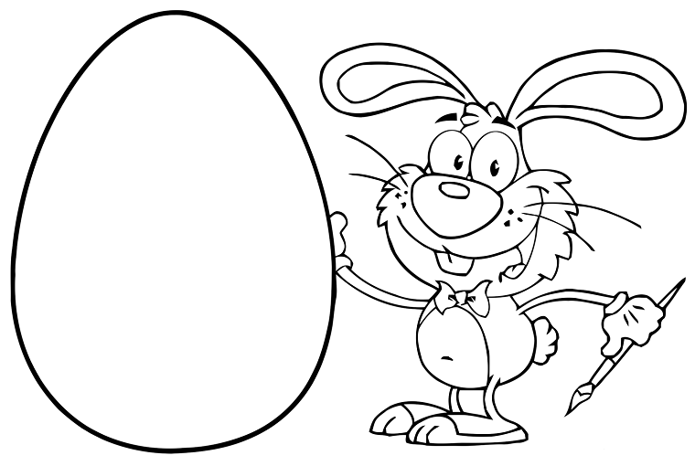 Coniglio che disegna, disegno da colorare, disegni di Pasqua