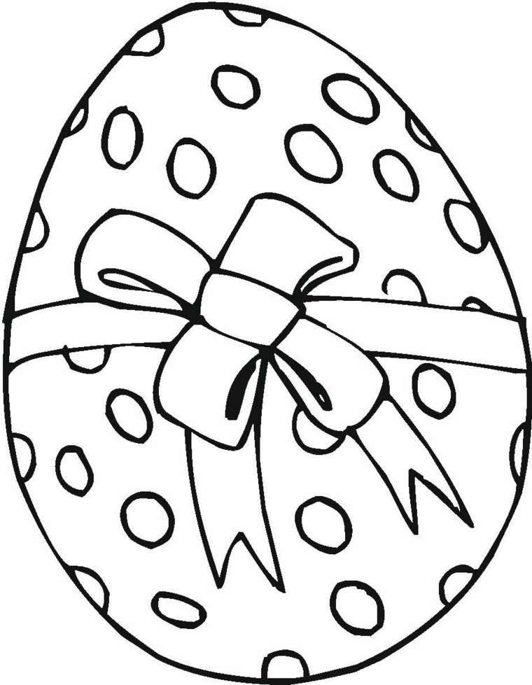 Disegni di Pasqua, uovo con fiocco, idea disegno da colorare