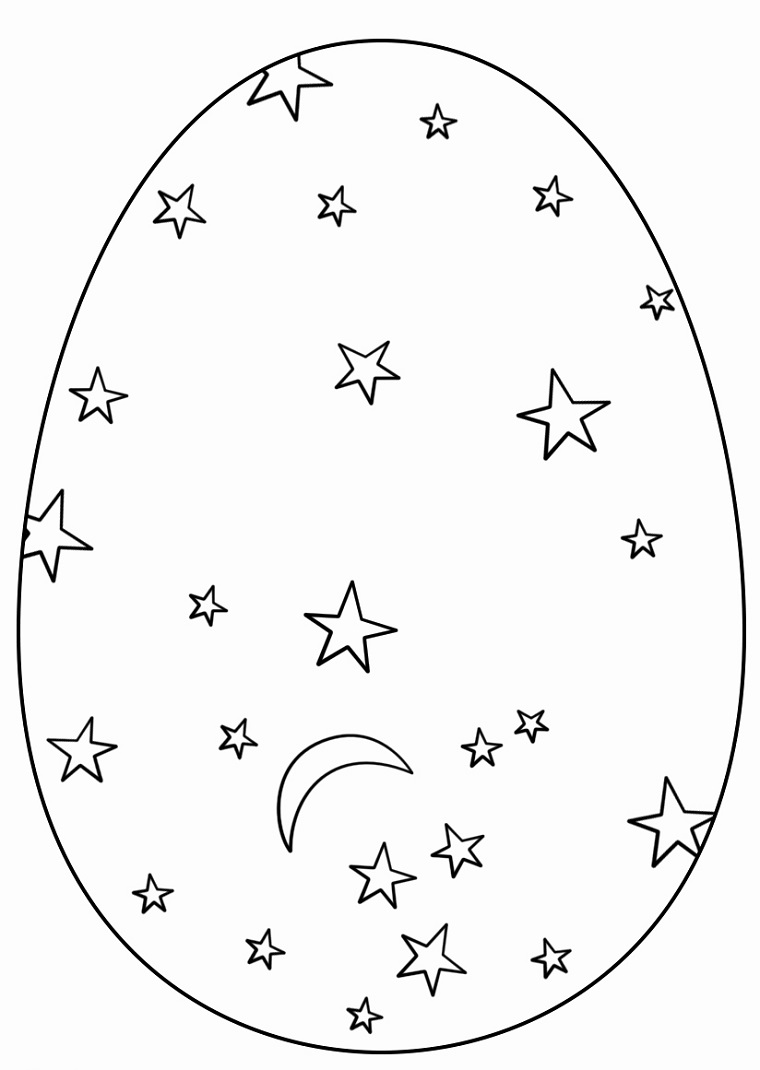 Disegni uova di Pasqua, uovo con stelle, immagine da colorare