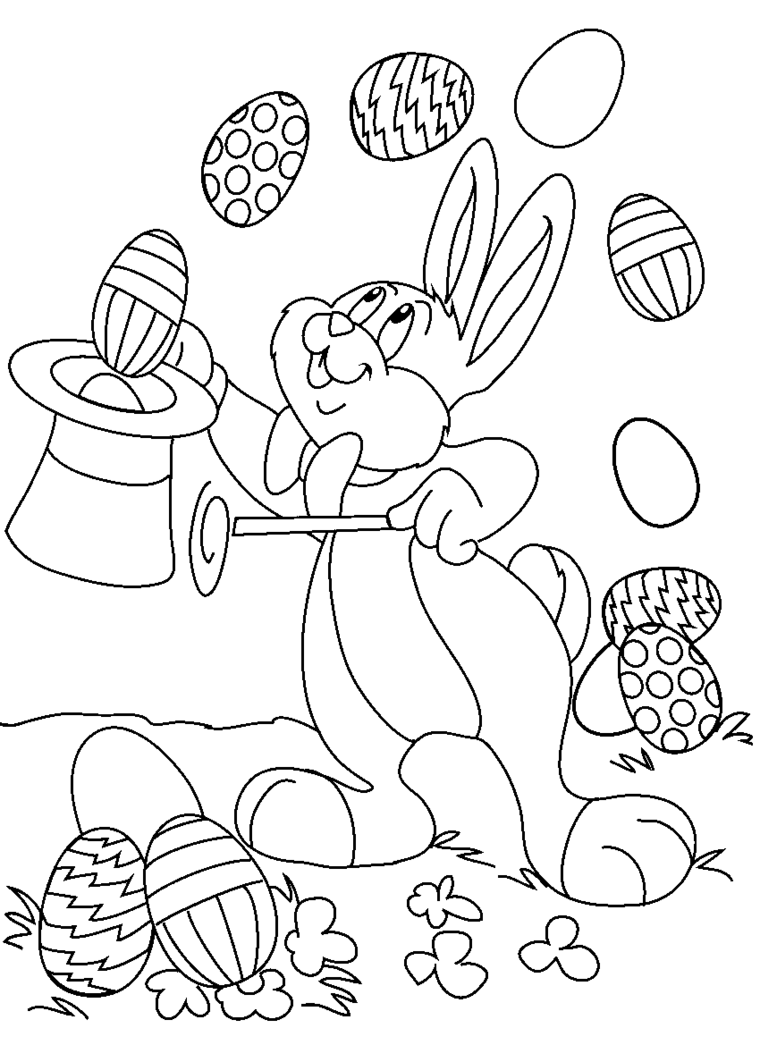 Lavoretti creativi Pasqua, coniglio con cappello magico, disegni ovetti pasquali 