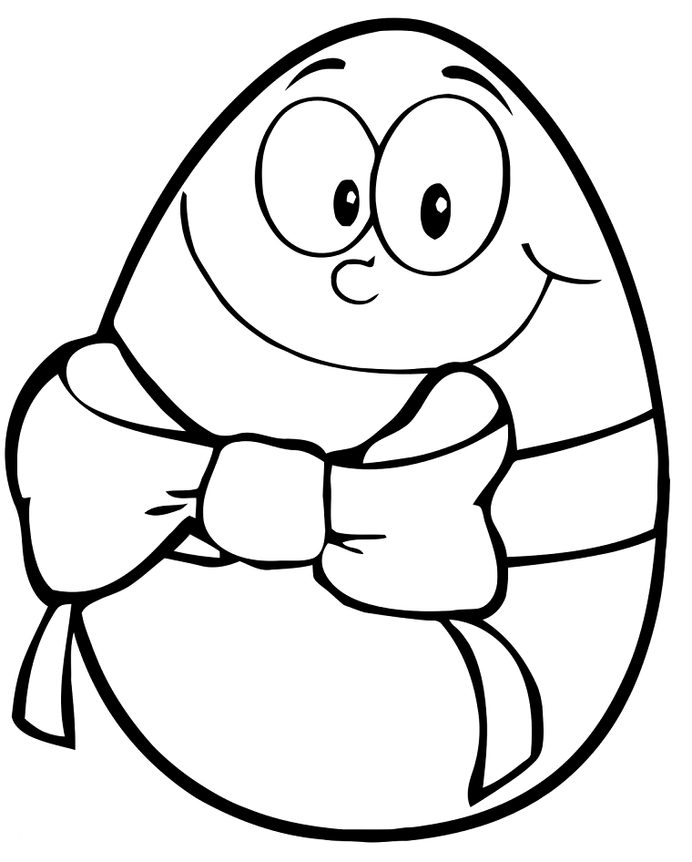 Grande uovo pasquale, ovetto con fiocco, disegno da colorare