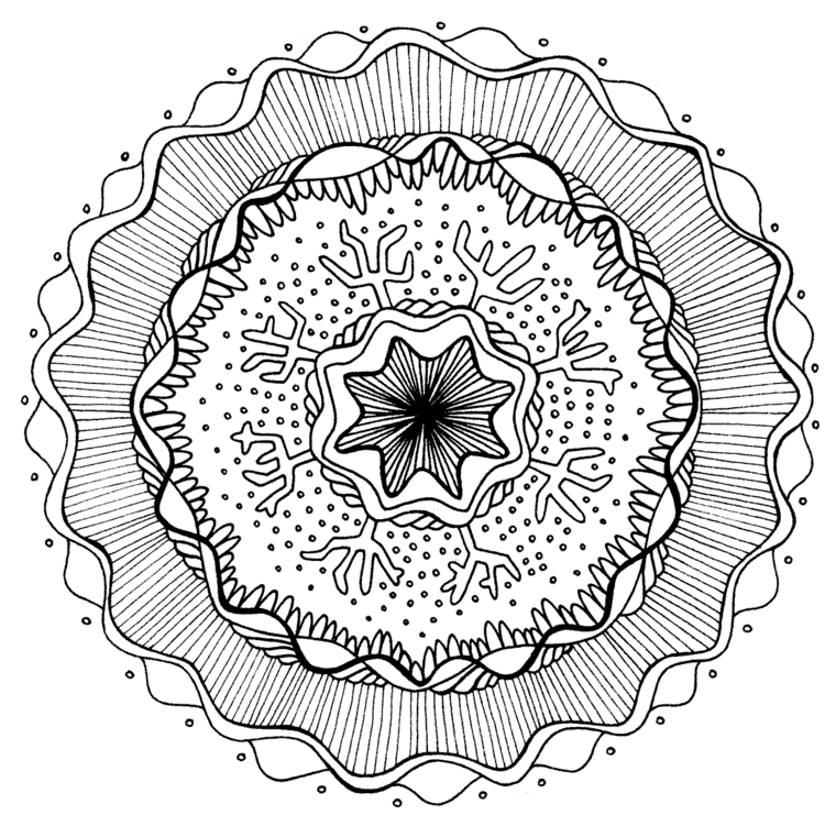 Come disegnare un mandala, disegno con cerchi, decorazione con linee ondulate