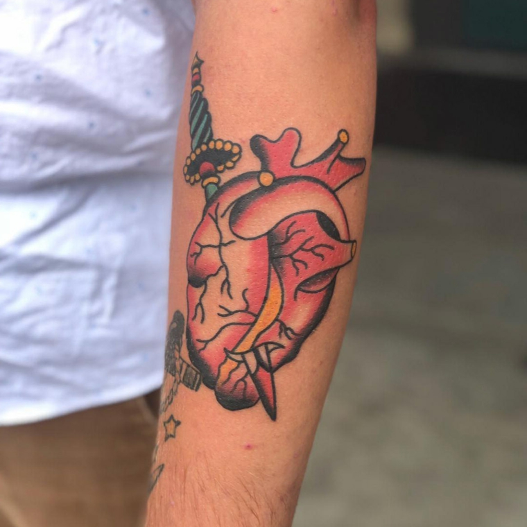 Tatuaggio cuore significato, tattoo organo cuore, tatuaggio sull'avambraccio uomo