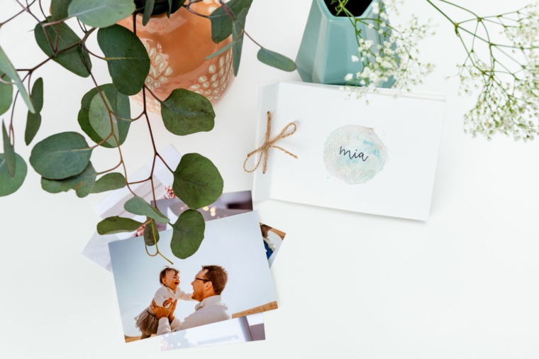 Album portafoto personalizzati, mini album di carta, pianta con foglie verdi