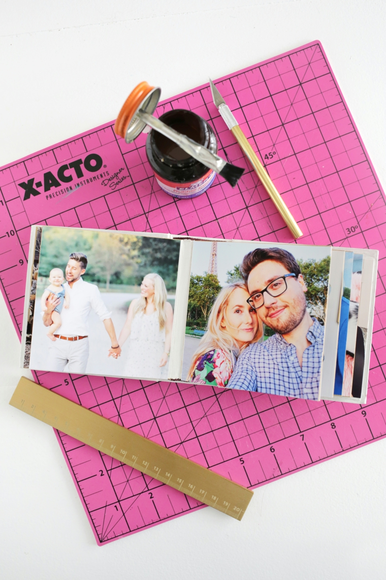Cutter e righello, mini album con foto, come creare un album fotografico cartaceo