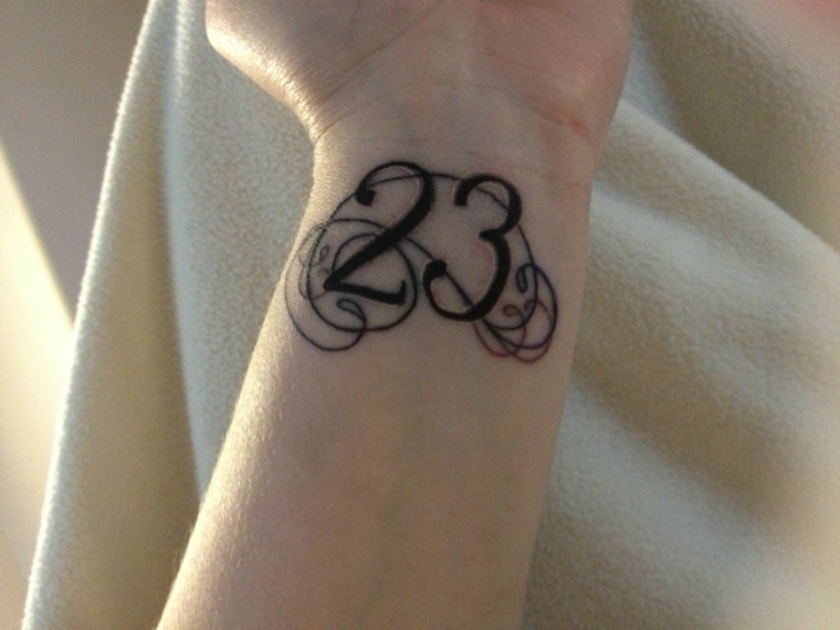 Tatuaggi sul polso, tattoo con numeri arabi, disegno ornamenti per tatuaggio 