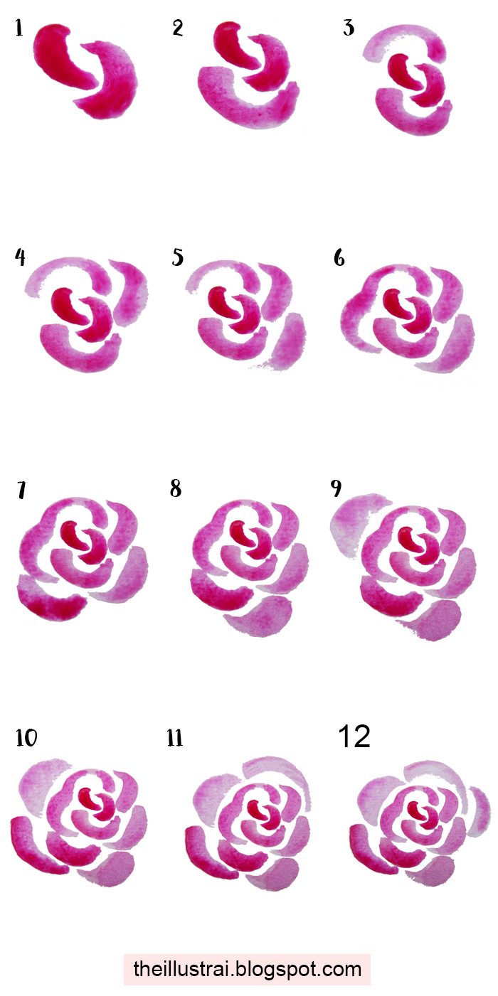 Disegni facili e belli, disegno di una rosa, tutorial per disegnare un fiore, fiore con petali viola