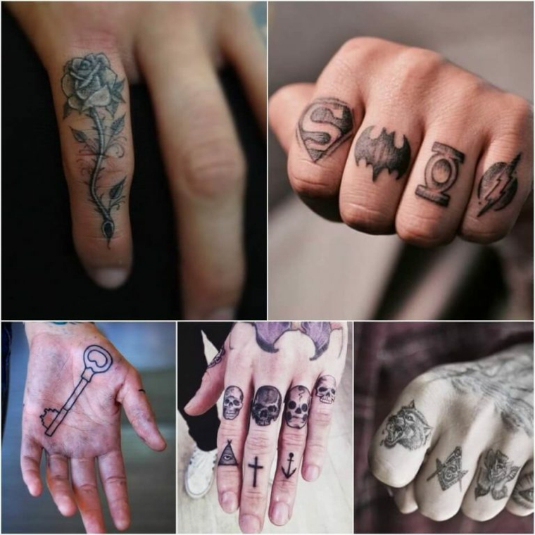 Tatuaggi piccoli uomo, tattoo sulle dita, disegno chiave sul palmo della mano