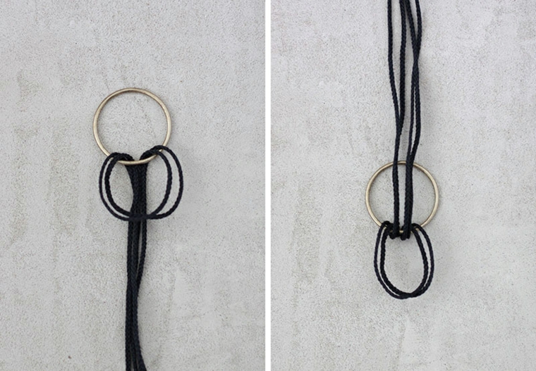 Mesole particolari, come fare un nodo con la corda su un anello di metallo