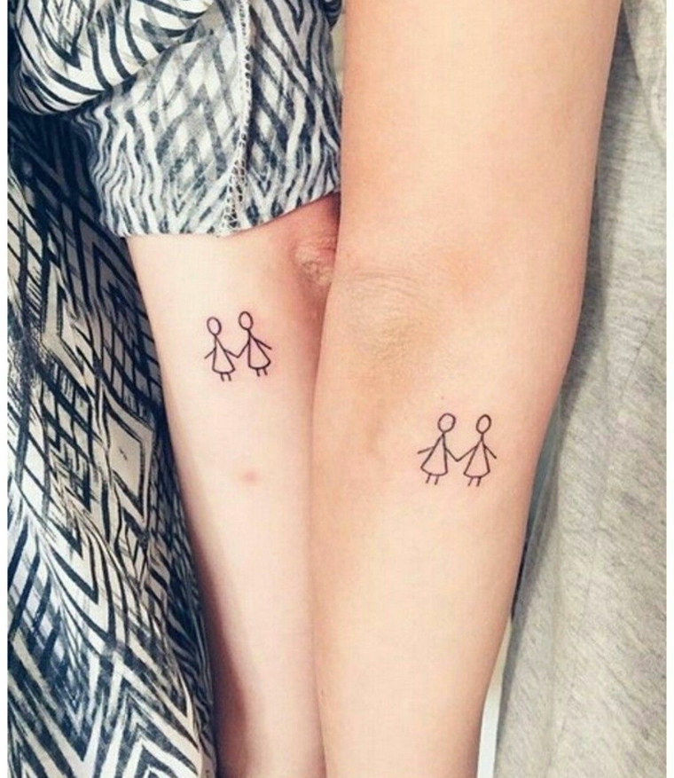 Tattoo migliori amiche, tatuaggio sull'avambraccio con disegno di bambini