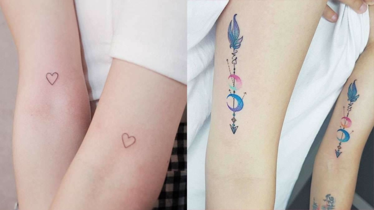Tatuaggio simbolo amicizia, tattoo sull'avambraccio con disegno cuore