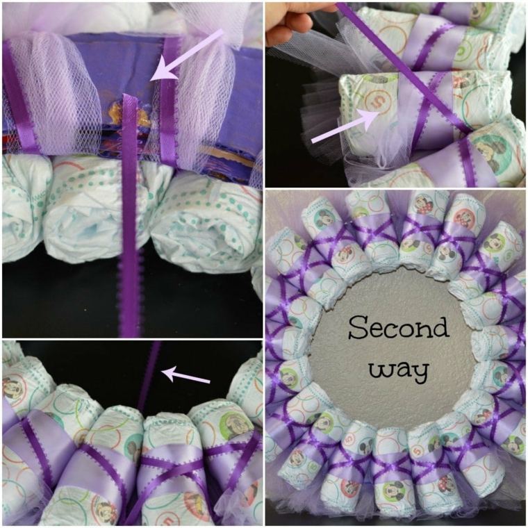 Come fare un fiocco di tulle, tutorial come avvolgere i pannolini e legare con un nastro