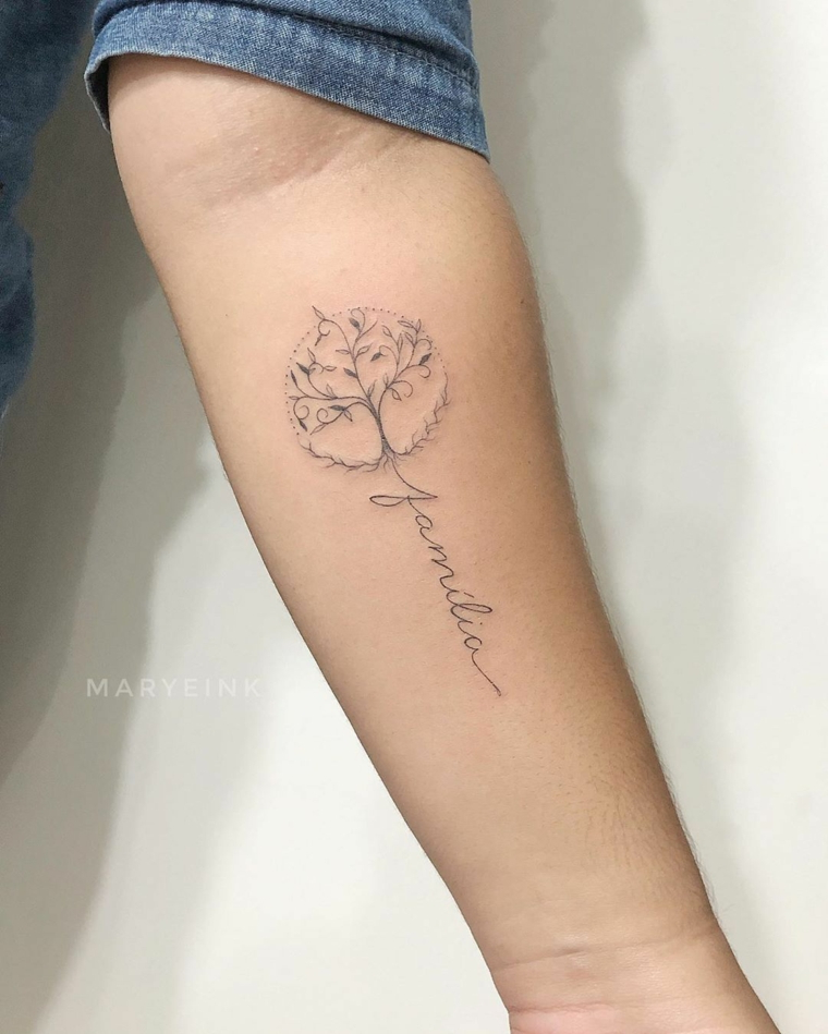 tattoo scritta albero della vita celtico cerchio avambraccio donna braccio