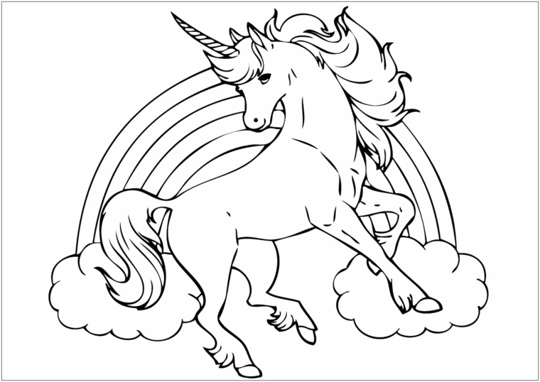 disegni da colorare unicorno cavallo corno bambini pagina stampare nuvole arcobaleno