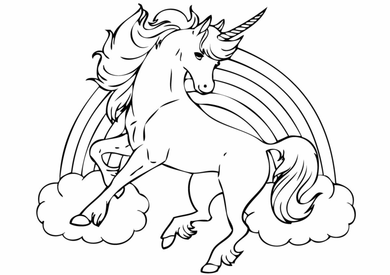 disegni di unicorni da colorare nuvola arcobaleno cavallo corno stampare bambini