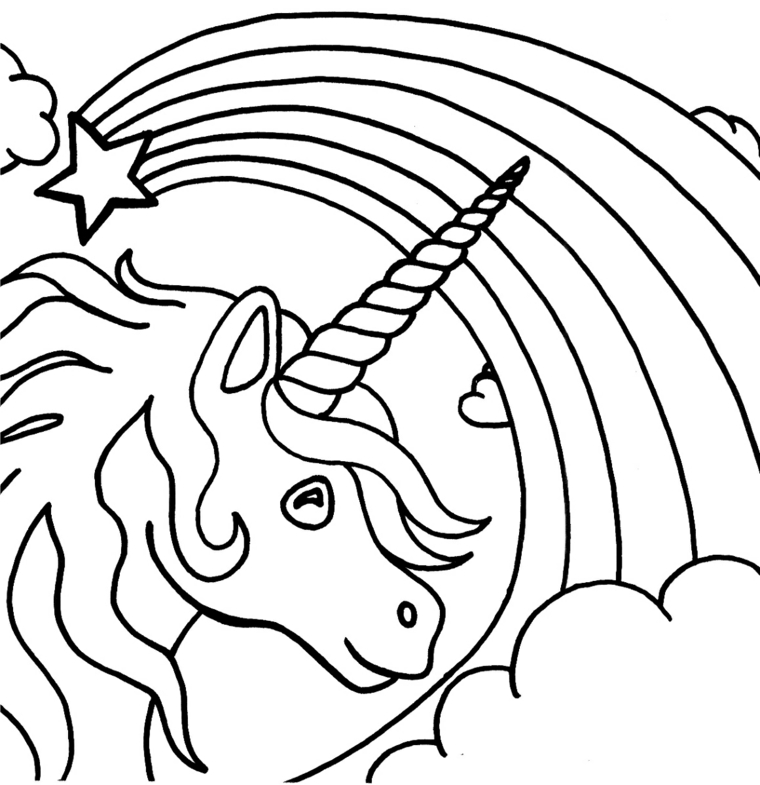 disegni kawaii da colorare unicorni per bambini cavallo arcobaleno stella nuvole