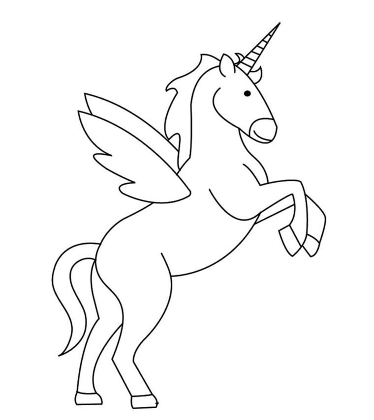 disegni kawaii unicorni cavallo ali corno schizzo colorare bambini