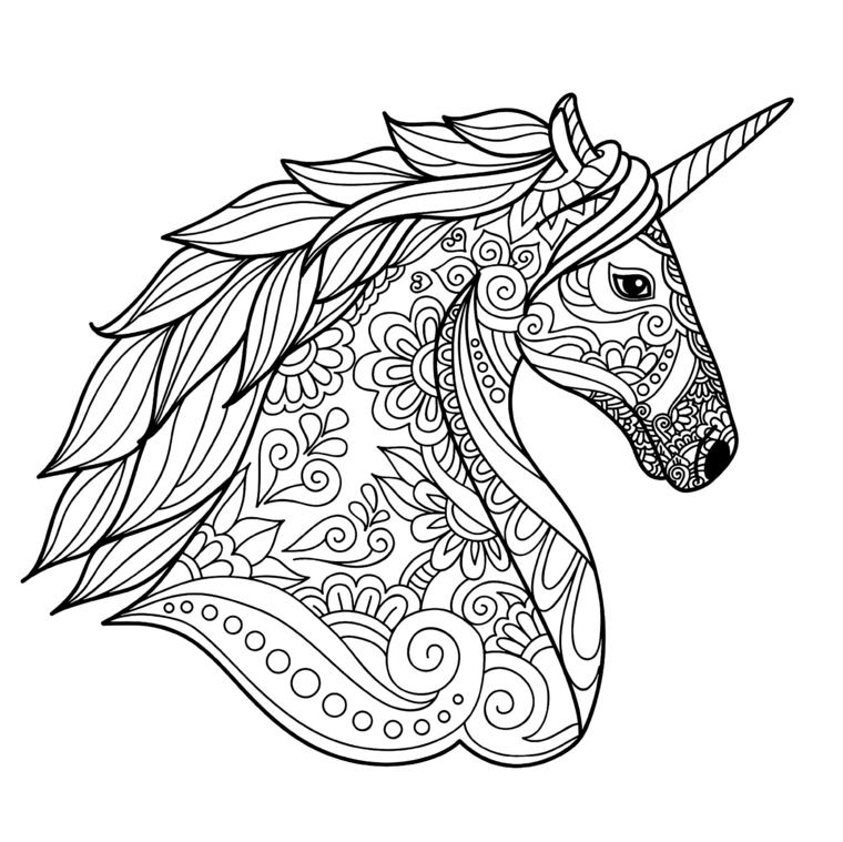 pagina da colorare disegni per bambini unicorno motivi mandala cavallo corno fiori