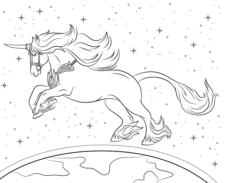 unicorno da stampare e colorare cavallo stelle disegno per bambini pianeta