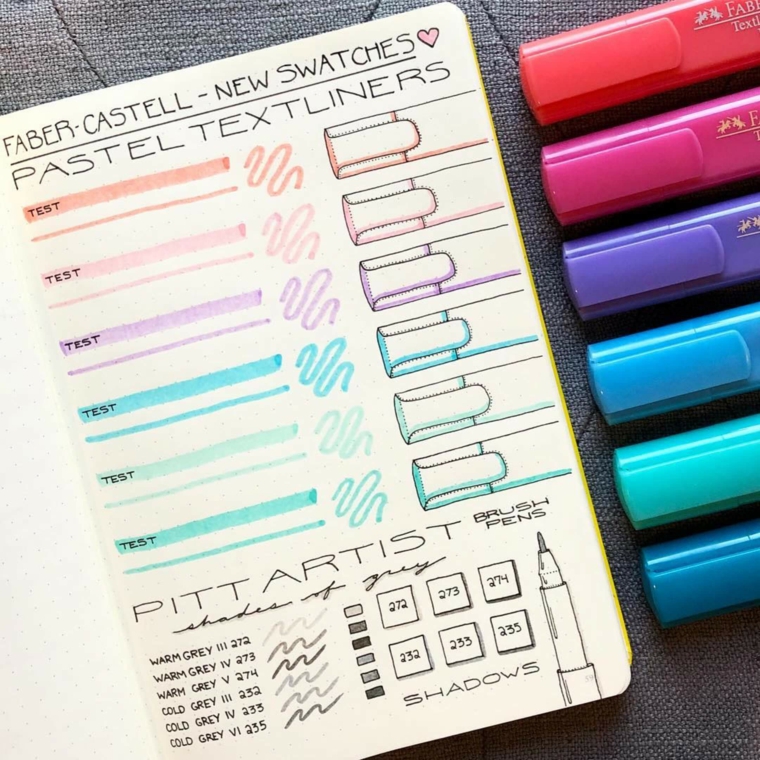 evidenziatori colorati agenda notebook scritte disegni appunti bullet journal