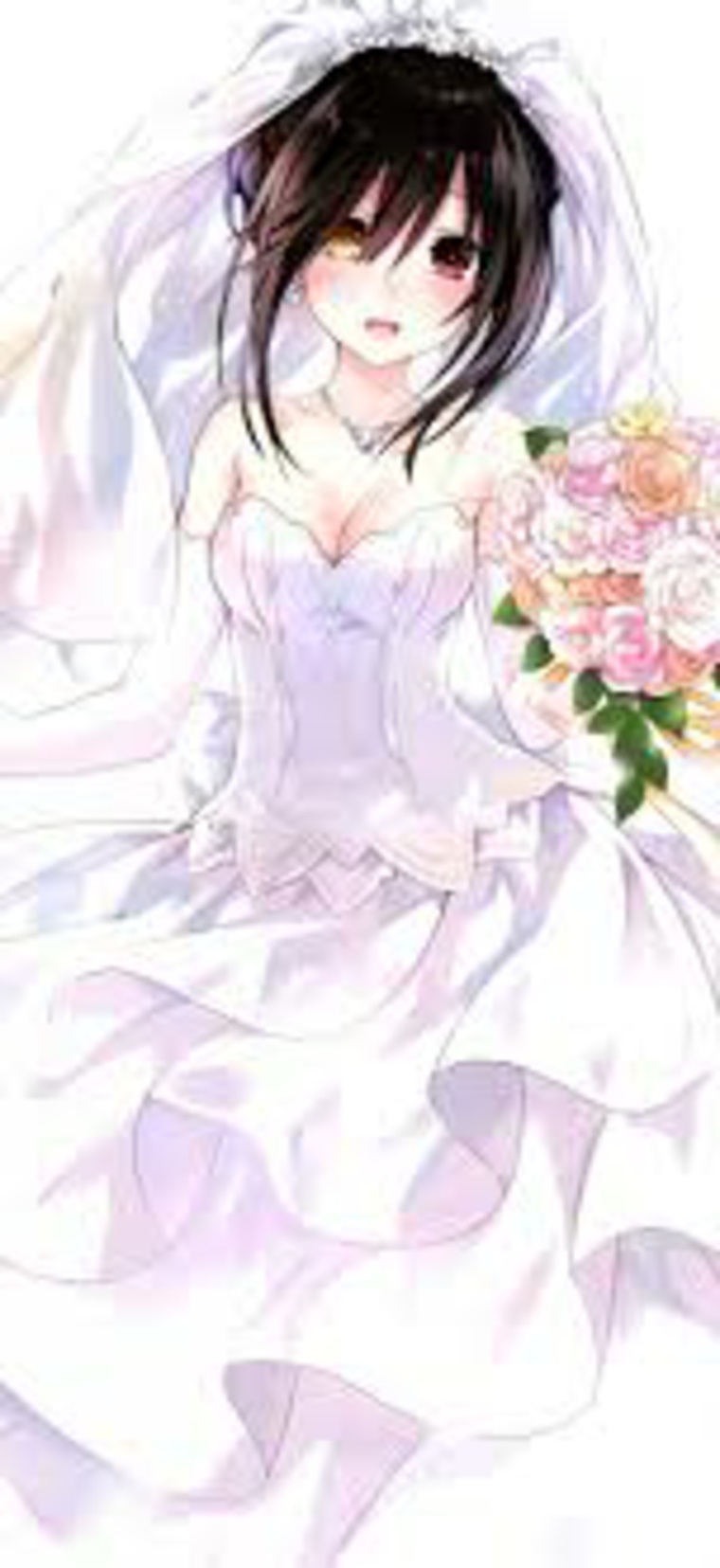 immagine manga ragazza sposa con bouquet personaggi cartone giapponese