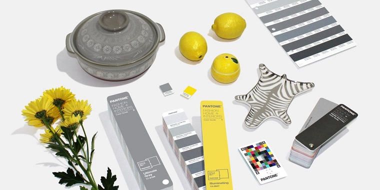tabella colori pantone accessori casa nella tonalità di colore giallo e grigio