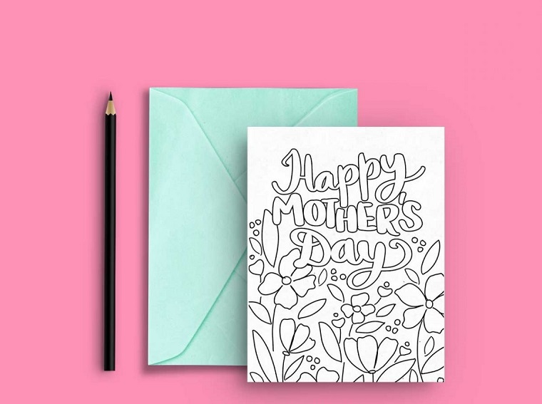 cartolina con motivi floreali da colorare cosa fare per la festa della mamma