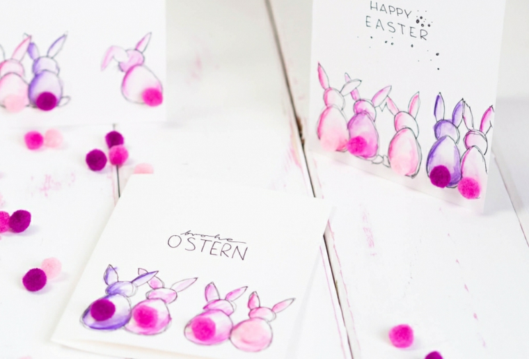 lavoretti creativi lavoretti di pasqua per bambini cartoline con disegni di coniglietti