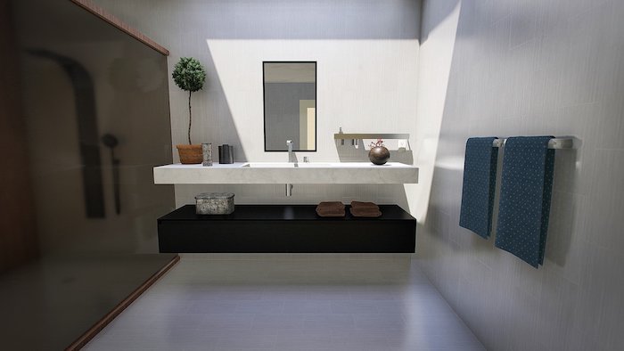 bagno futuristico di cemento bianco e grigio tendenze nel design bagno