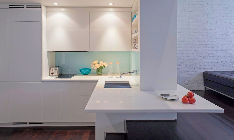 cucine piccole con isola mobili in bianco