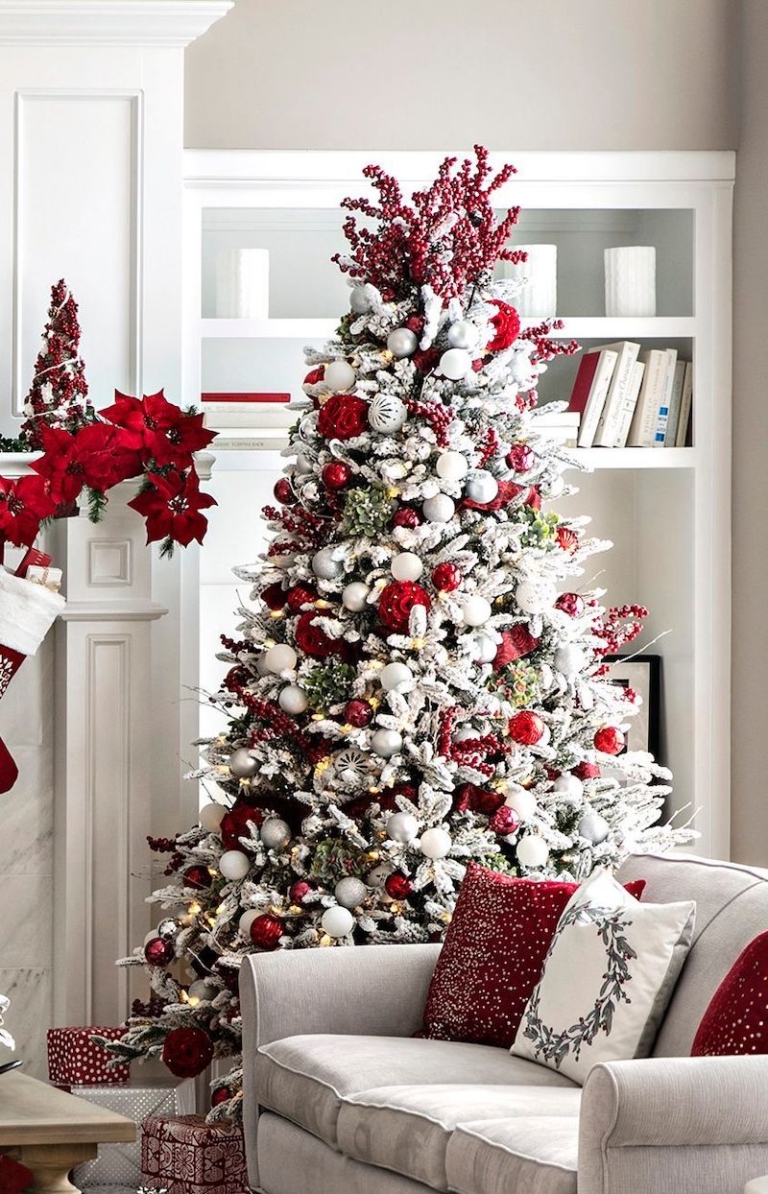 Albero Di Natale Bianco E Rosso Shabby