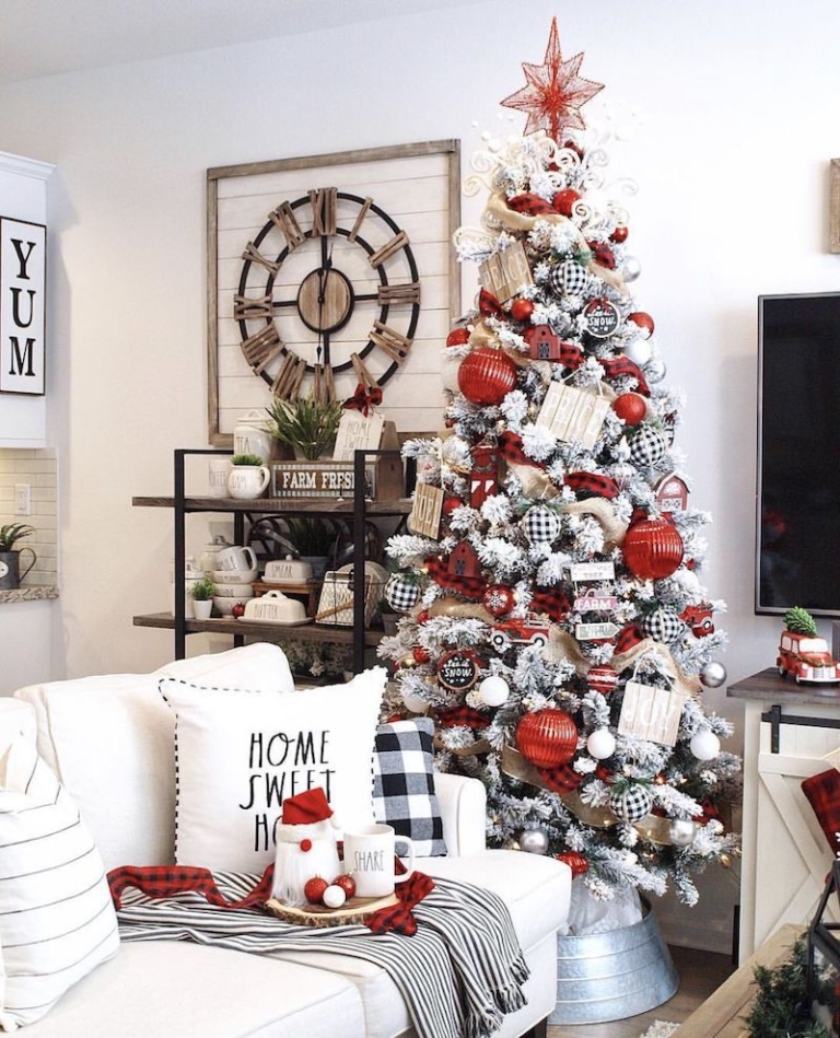 Albero Di Natale Bianco E Rosso Shabby Albero di Natale bianco e rosso: optare per il classico non è mai un errore
