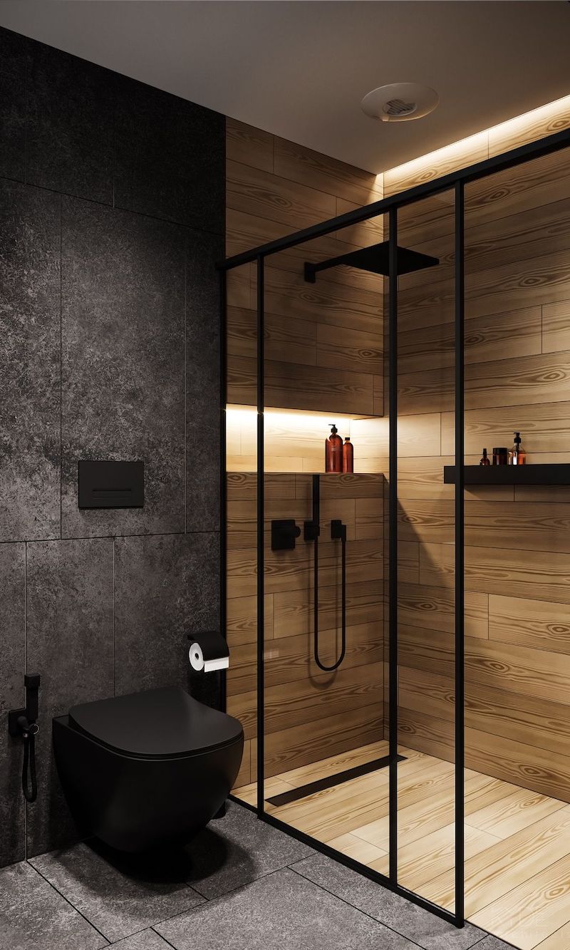 docce moderne piccole con rivestimento in legno